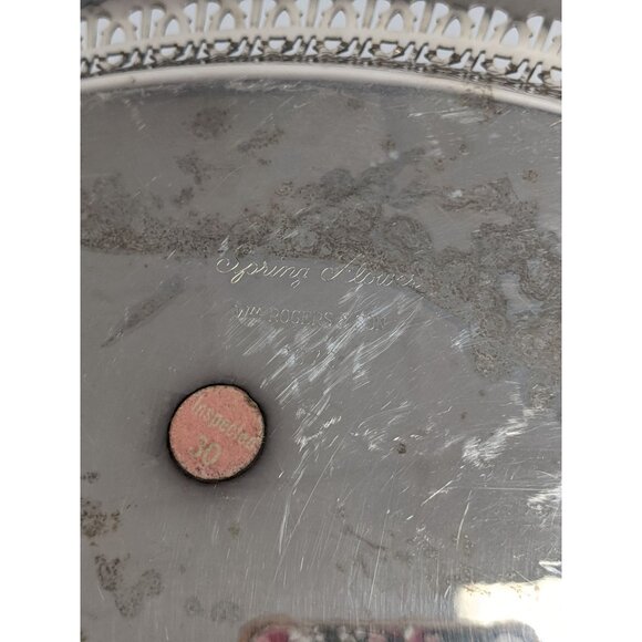 Vintage WM Rogers & Son Spring Flower #2072 Silverplated Round 15" Tray Platter - Picture 4 of 5